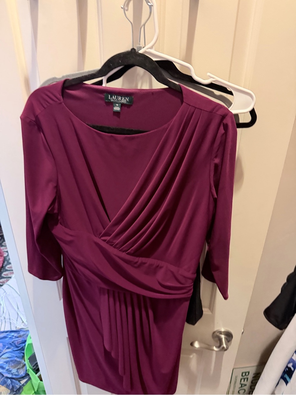 Ralph Lauren Plum Draped Midi Dress